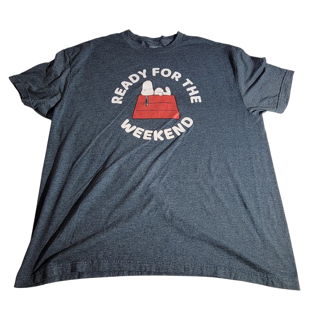 Peanuts Snoopy Ready For The Weekend Graphic Tee Blue 2XL Heathered T-Shirt